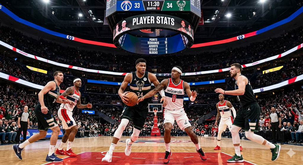 washington wizards vs milwaukee bucks match player stats