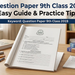 Question Paper 9th Class 2019